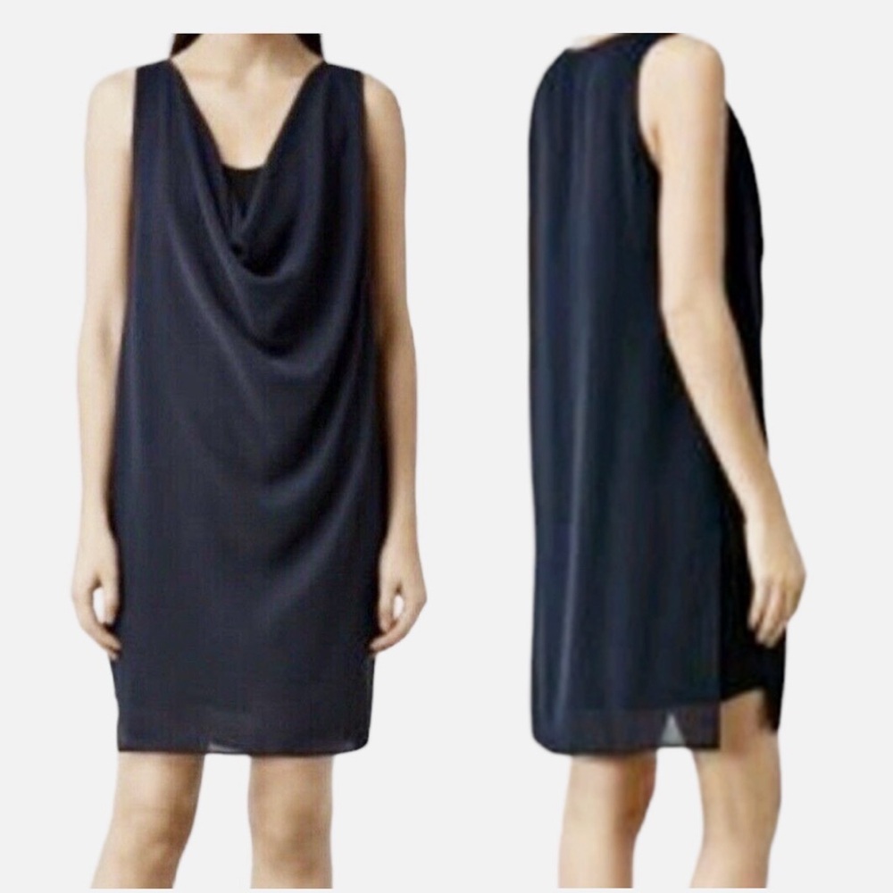 All Saints Navy Draped Sleeveless Adyn dress size 2